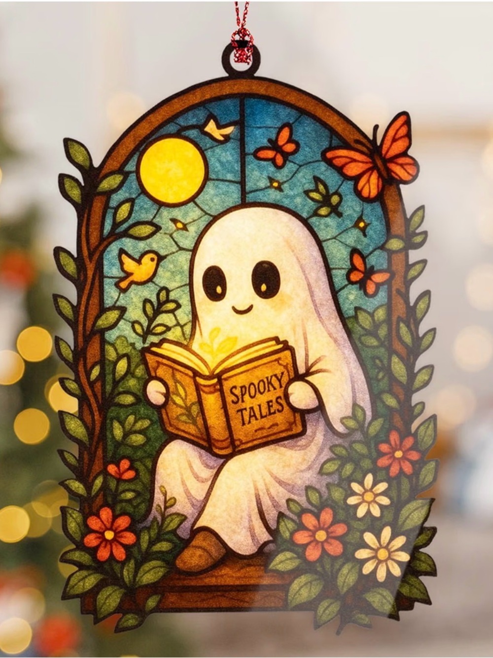 ✴️New✴️Cute Ghost 'Spooky Tales' Stained Glass-Style Ornament (2/$10)